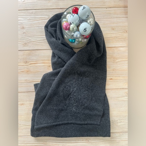 Ralph Lauren Accessories - Ralph Lauren Cashmere-Blend Hooded Scarf – Charcoal Gray, Crest Detail